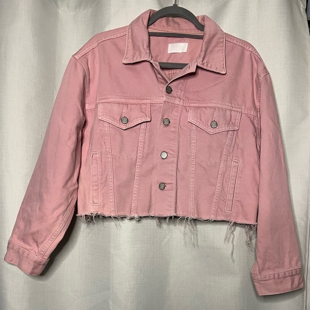 Boyish The Tommy Pink Denim Cropped Oversized Jacket Small - Picture 4 of 11